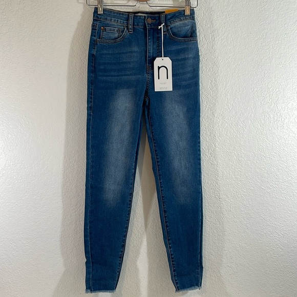NATURE DENIM Diane High Rise Ankle Skinny Denim Jeans Raw Hem Size 25 NEW - Picture 4 of 16
